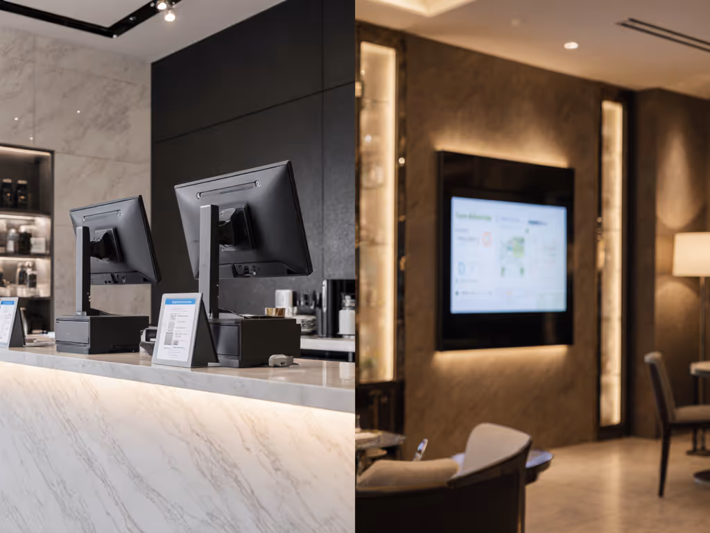 commercial_monitor_mounting_environments_showing_retail_counter_and_hotel_lobby_setups