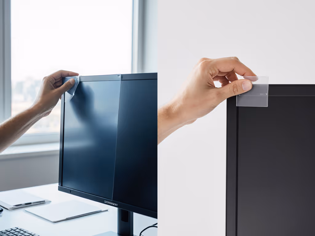 privacy screen installation process showing adhesive versus magnetic methods