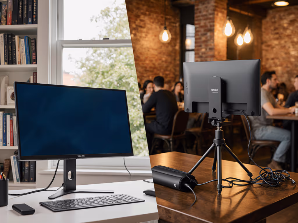 Portable Monitor Accessories Compared: Home Office vs Cafe